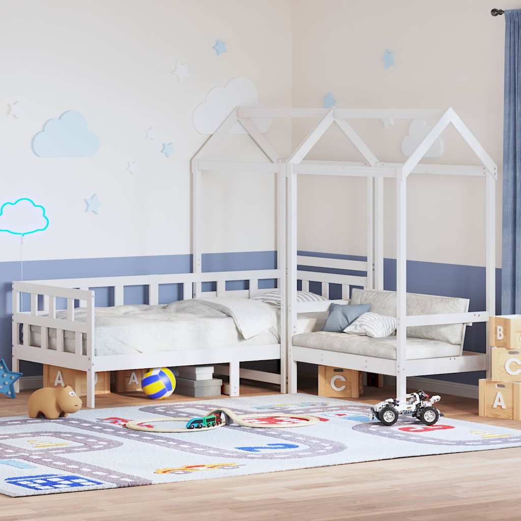 vidaXL Tagesbett Set mit Dach Weiß 80x200 cm Massivholz Kiefer