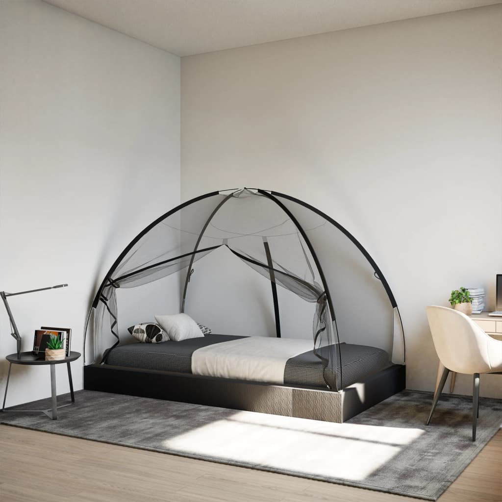 vidaXL Moskito-Netzzelt Mongolisch 220 Schwarz 200x120x130 cm