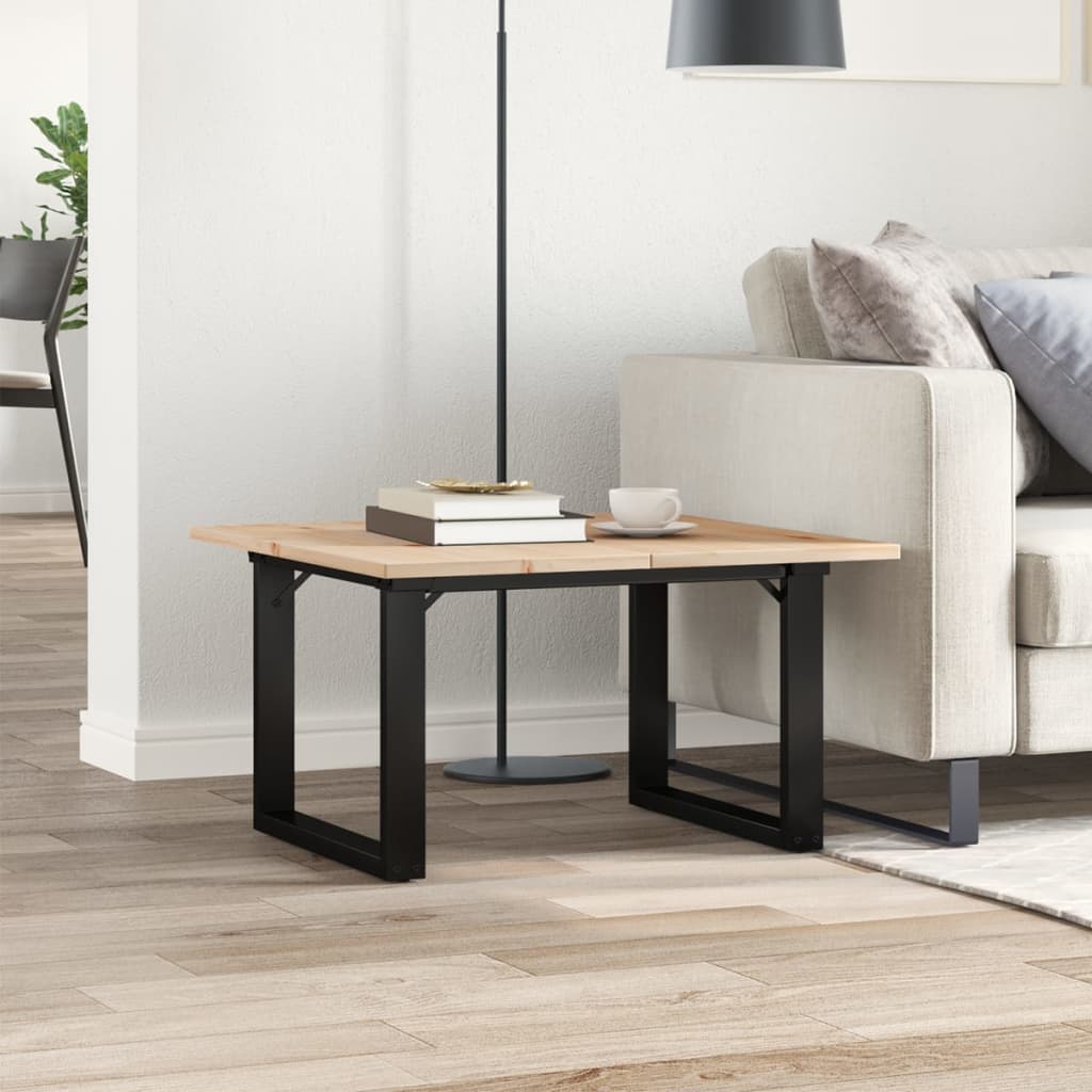vidaXL Couchtisch O-Gestell 60x60x40cm Massivholz Kiefer und Stahl