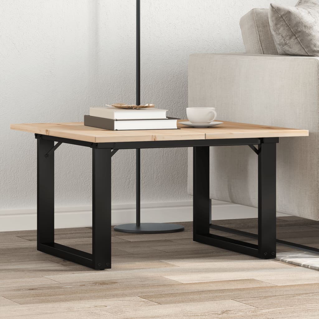vidaXL Couchtisch O-Gestell 60x60x40cm Massivholz Kiefer und Stahl