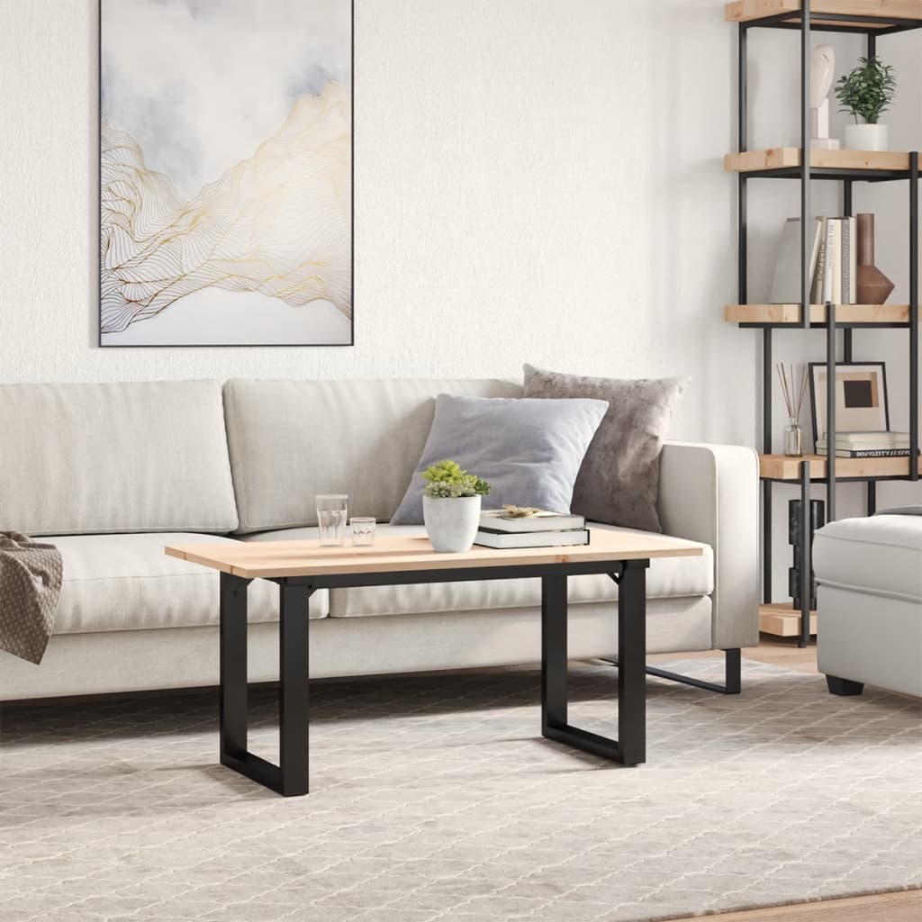 vidaXL Couchtisch O-Gestell 100x50x45 cm Massivholz Kiefer & Stahl