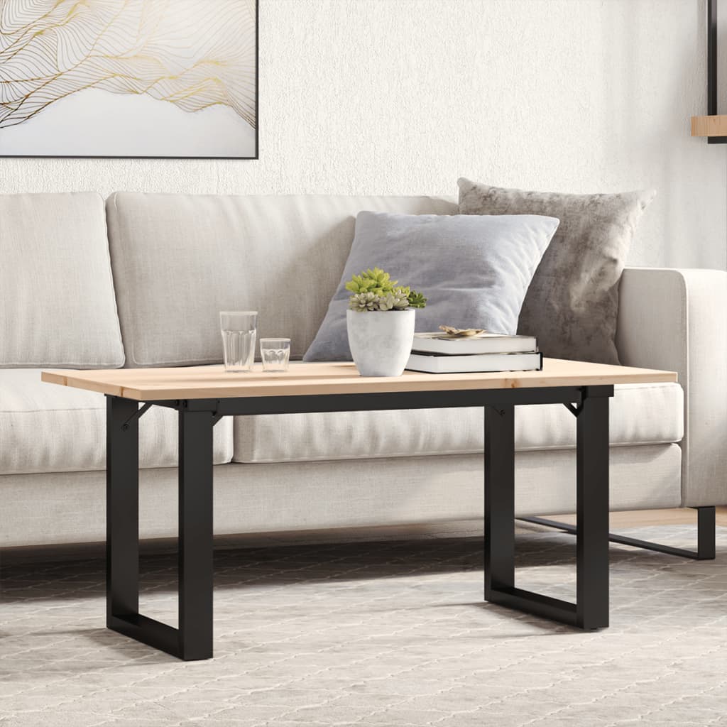 vidaXL Couchtisch O-Gestell 100x50x45 cm Massivholz Kiefer & Stahl