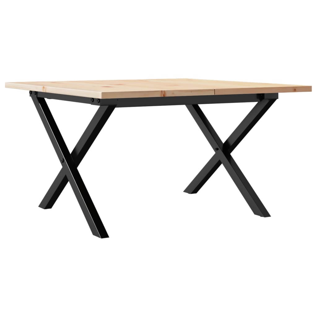 vidaXL Couchtisch X-Gestell 60x60x40cm Massivholz Kiefer und Stahl