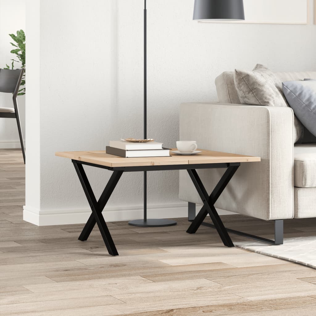 vidaXL Couchtisch X-Gestell 60x60x40cm Massivholz Kiefer und Stahl