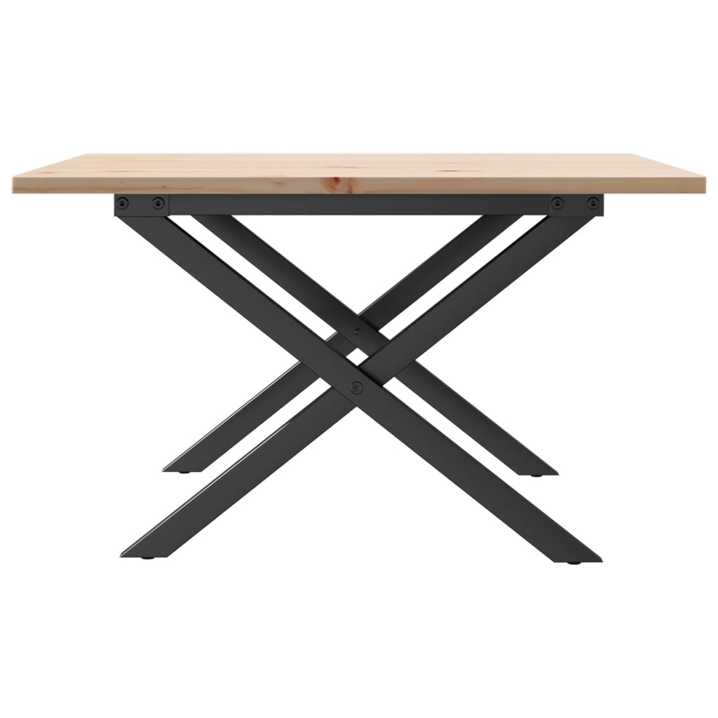 vidaXL Couchtisch X-Gestell 60x60x40cm Massivholz Kiefer und Stahl