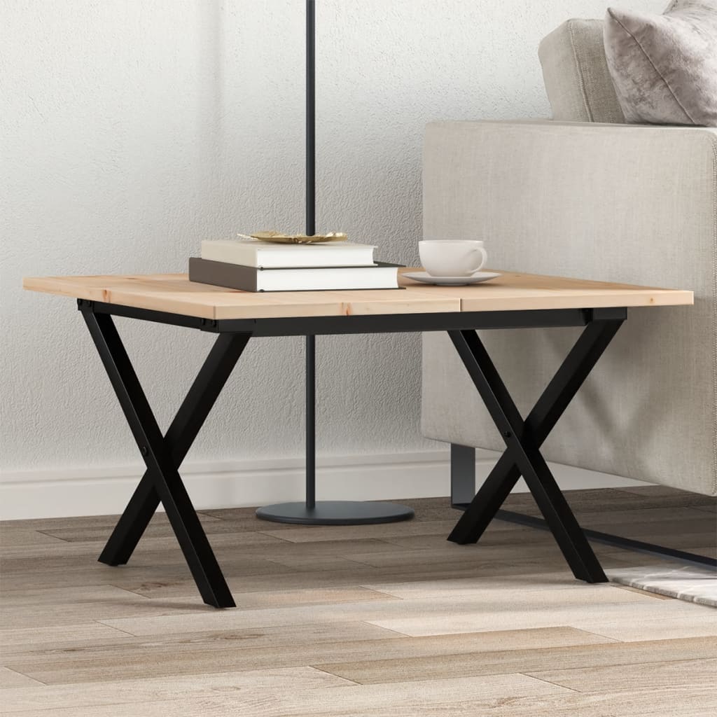 vidaXL Couchtisch X-Gestell 60x60x40cm Massivholz Kiefer und Stahl