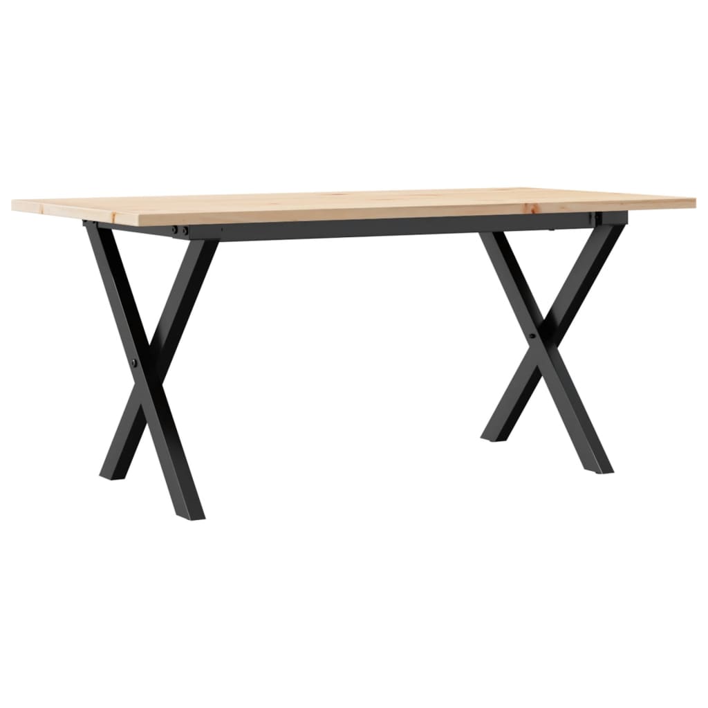 vidaXL Couchtisch X-Gestell 100x50x45 cm Massivholz Kiefer & Stahl