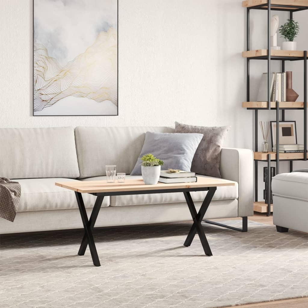 vidaXL Couchtisch X-Gestell 100x50x45 cm Massivholz Kiefer & Stahl