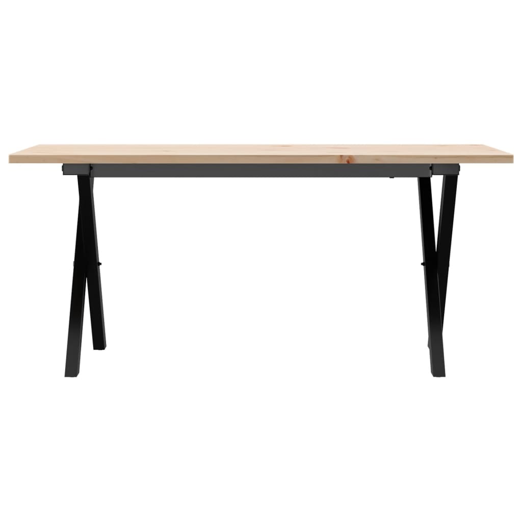 vidaXL Couchtisch X-Gestell 100x50x45 cm Massivholz Kiefer & Stahl