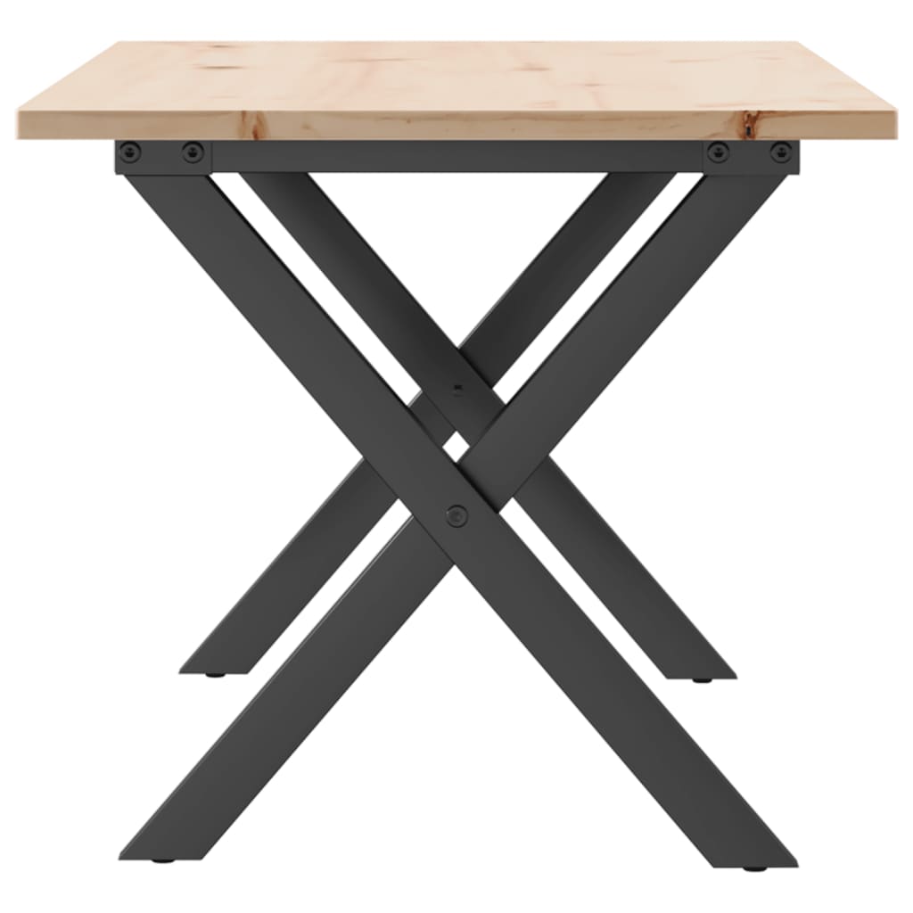 vidaXL Couchtisch X-Gestell 100x50x45 cm Massivholz Kiefer & Stahl