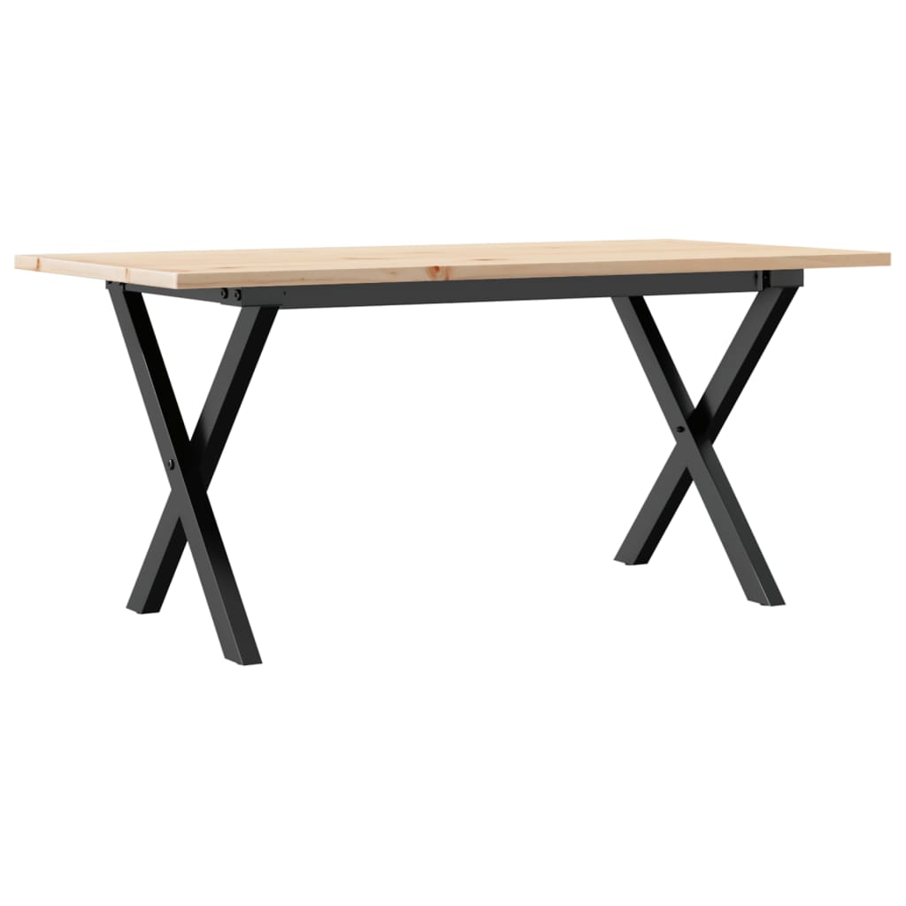 vidaXL Couchtisch X-Gestell 100x50x45 cm Massivholz Kiefer & Stahl