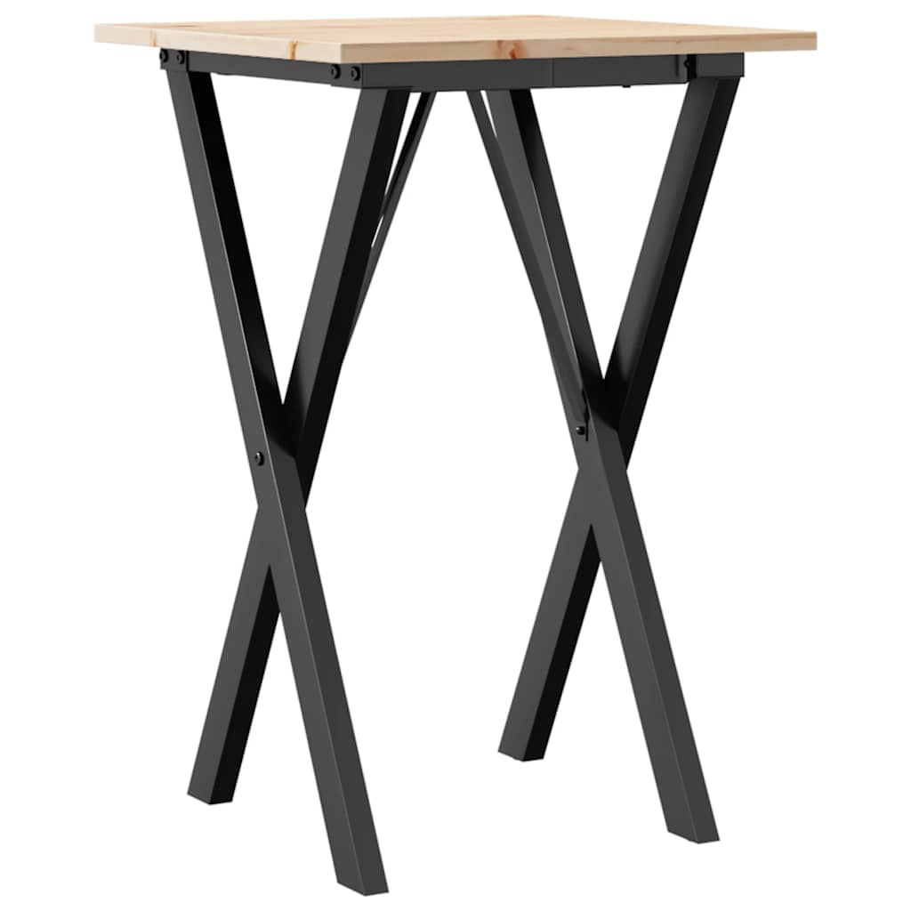 vidaXL Esstisch X-Gestell 50x50x75 cm Massivholz Kiefer und Stahl