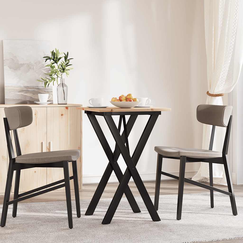 vidaXL Esstisch X-Gestell 50x50x75 cm Massivholz Kiefer und Stahl