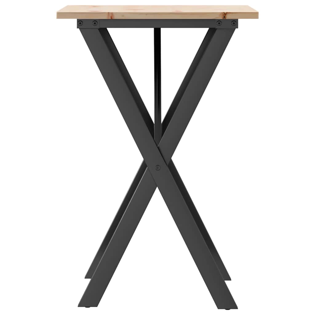 vidaXL Esstisch X-Gestell 50x50x75 cm Massivholz Kiefer und Stahl
