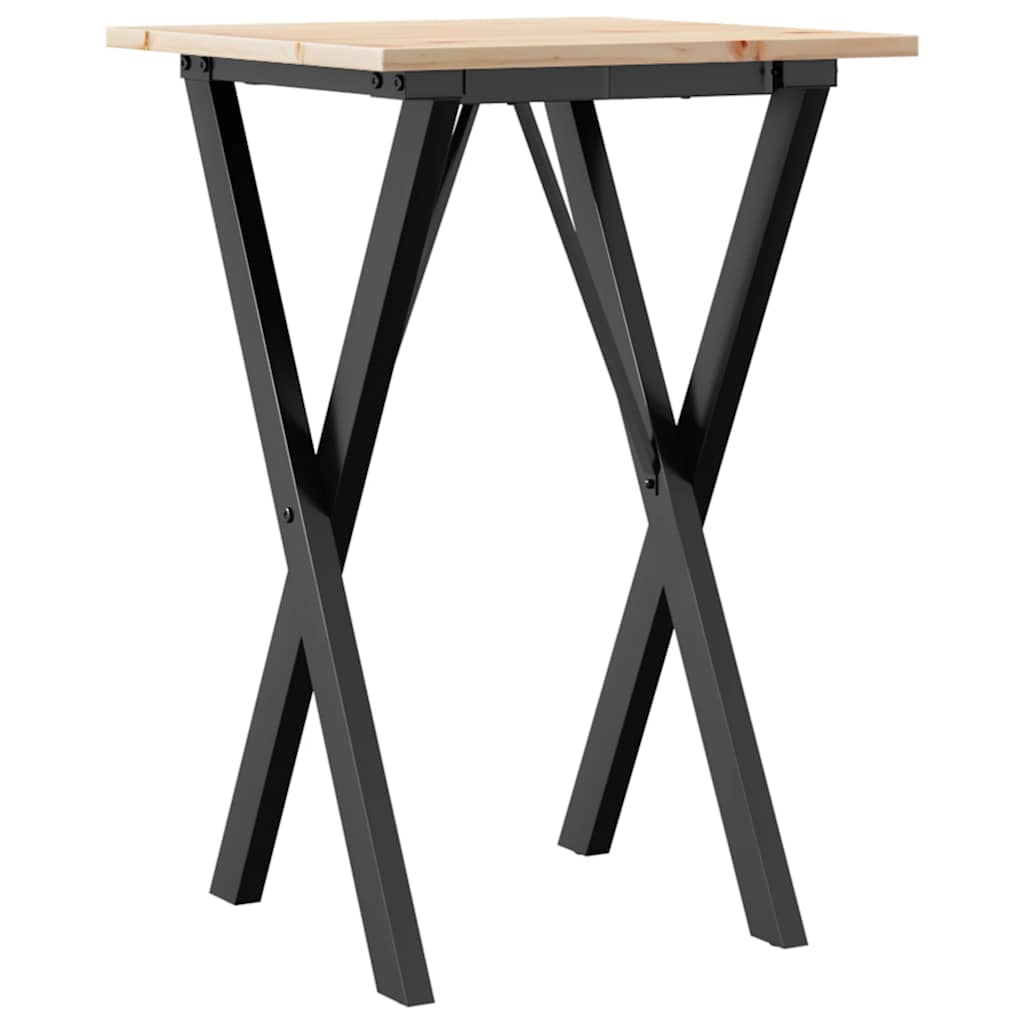 vidaXL Esstisch X-Gestell 50x50x75 cm Massivholz Kiefer und Stahl