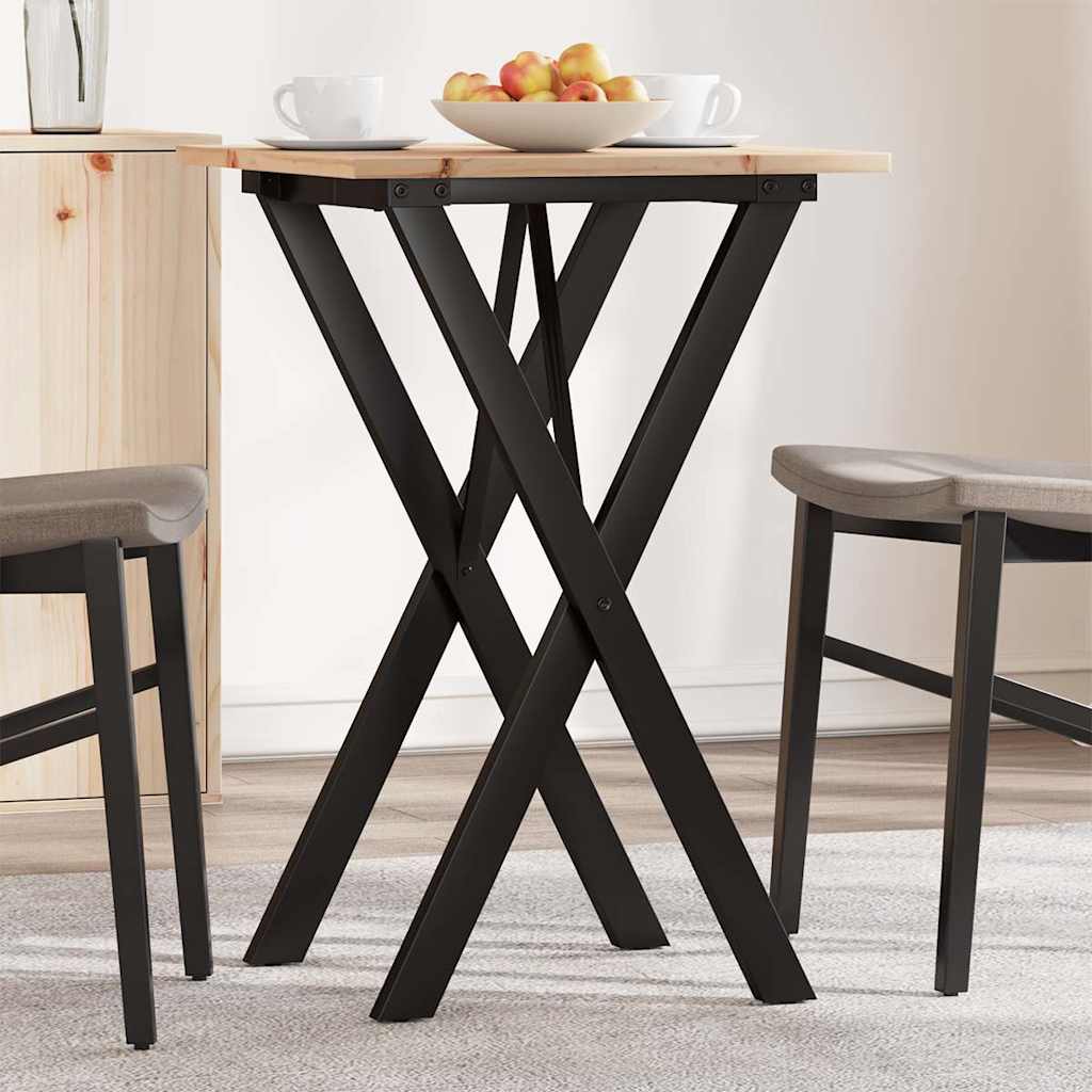 vidaXL Esstisch X-Gestell 50x50x75 cm Massivholz Kiefer und Stahl