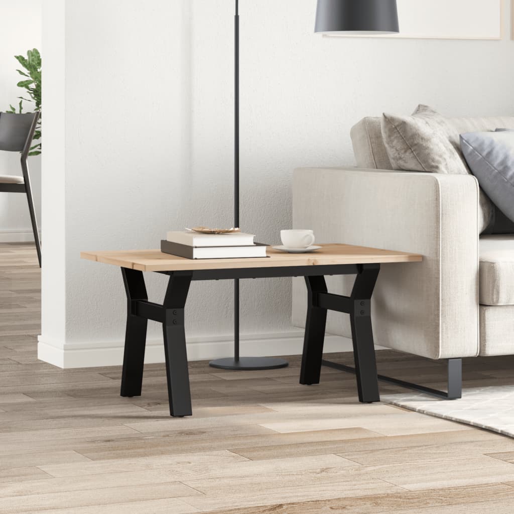 vidaXL Couchtisch Y-Gestell 80x50x40cm Massivholz Kiefer und Stahl
