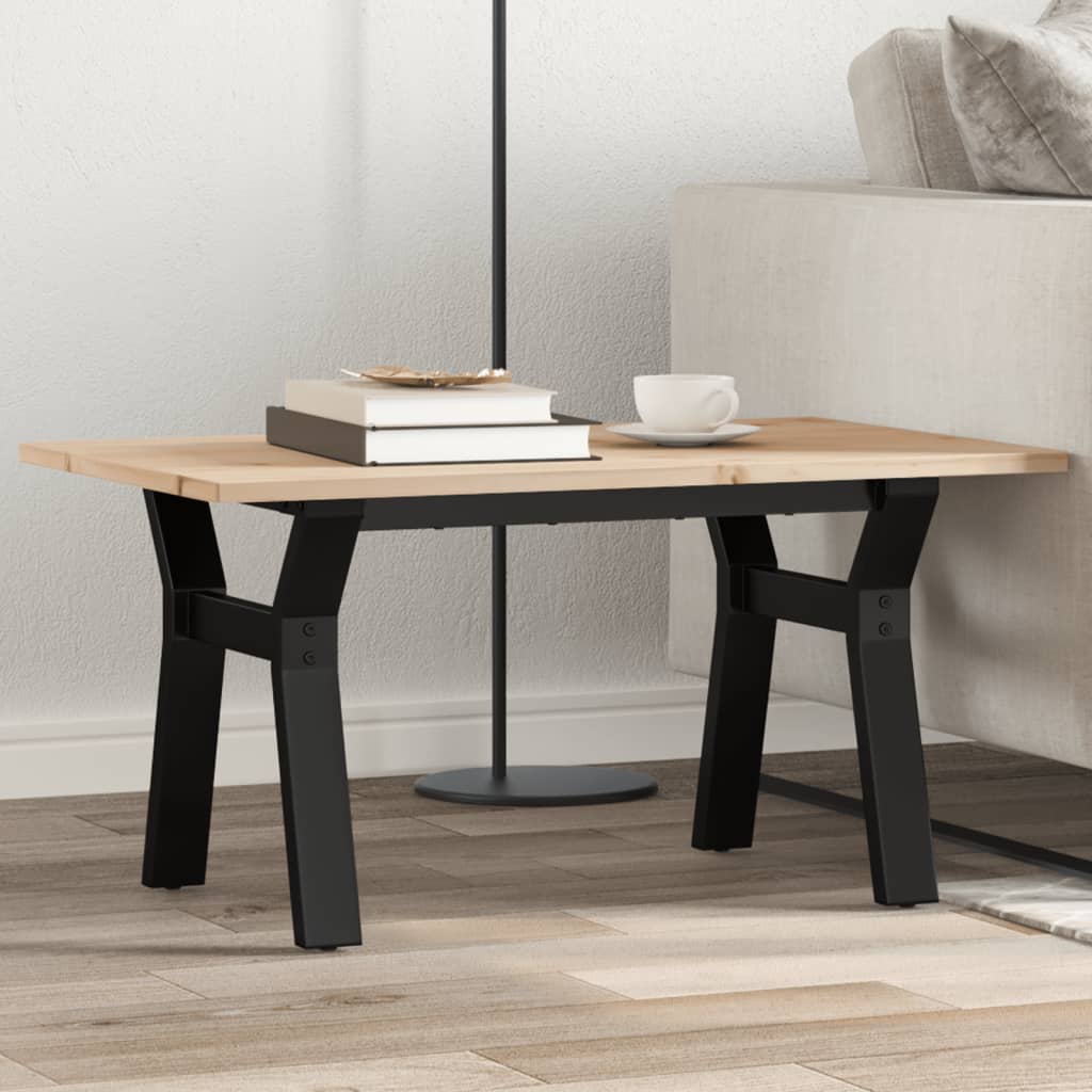 vidaXL Couchtisch Y-Gestell 80x50x40cm Massivholz Kiefer und Stahl