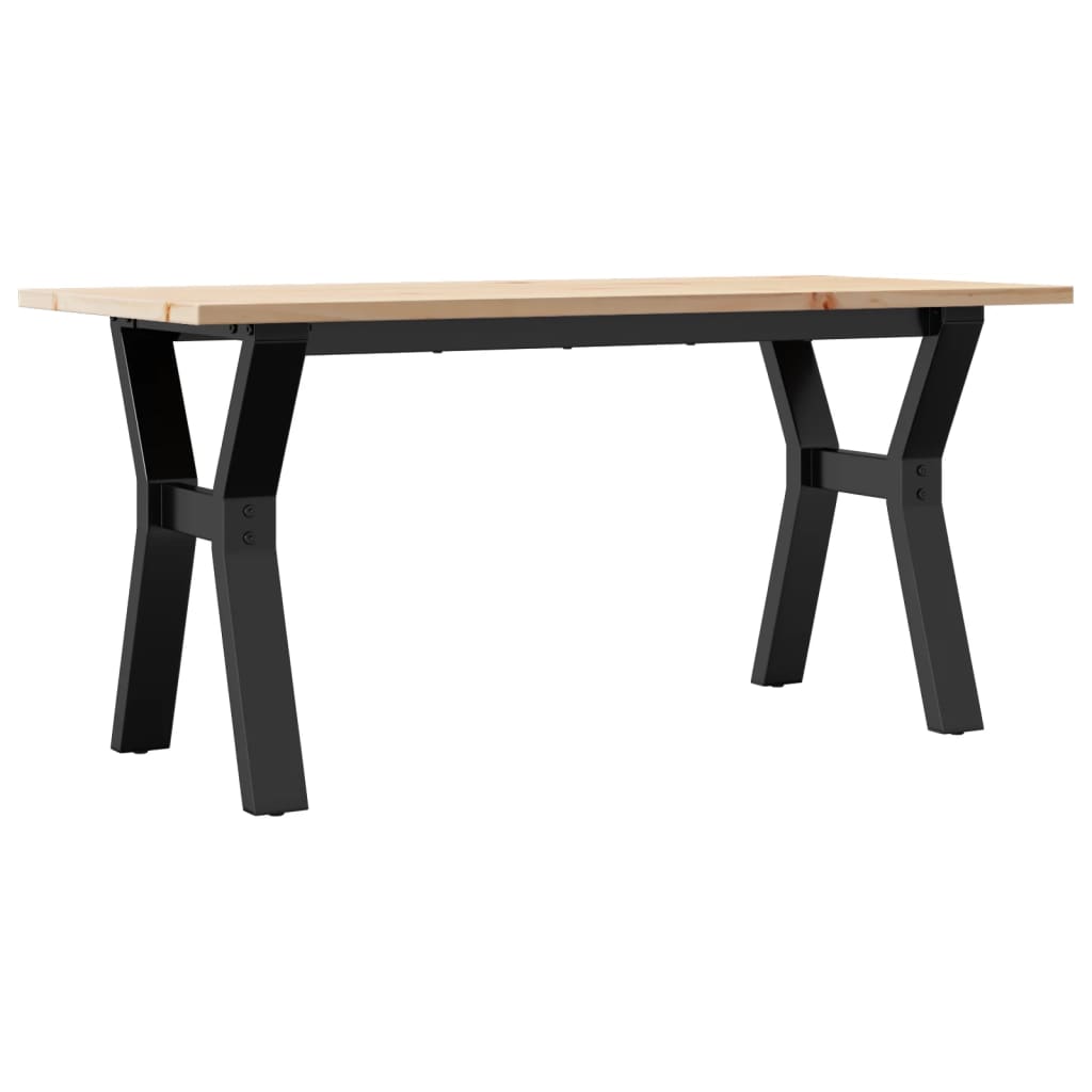 vidaXL Couchtisch Y-Gestell 100x50x45 cm Massivholz Kiefer & Stahl