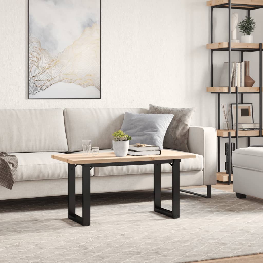 vidaXL Couchtisch O-Gestell 100x50x45,5 cm Massivholz Kiefer Stahl