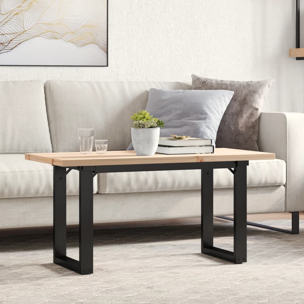 vidaXL Couchtisch O-Gestell 100x50x45,5 cm Massivholz Kiefer Stahl