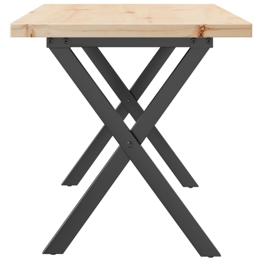 vidaXL Couchtisch X-Gestell 100x50x45,5 cm Massivholz Kiefer Stahl