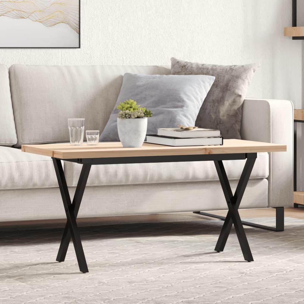 vidaXL Couchtisch X-Gestell 100x50x45,5 cm Massivholz Kiefer Stahl