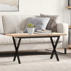 vidaXL Couchtisch X-Gestell 100x50x45,5 cm Massivholz Kiefer Stahl