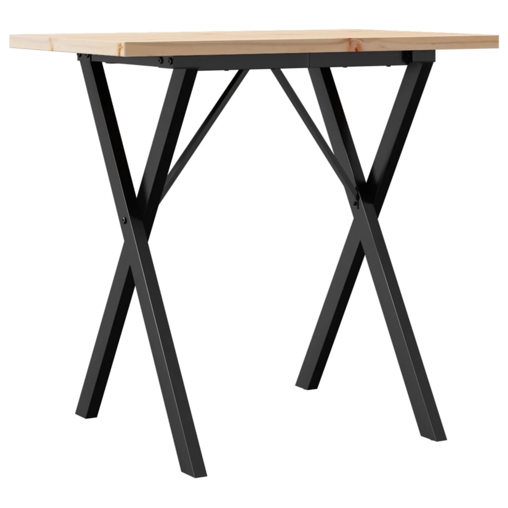 vidaXL Esstisch X-Gestell 80x50x75,5 cm Massivholz Kiefer & Stahl