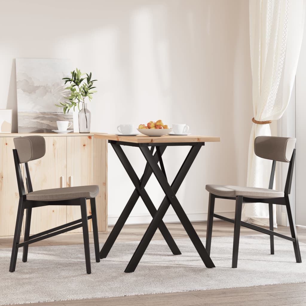 vidaXL Esstisch X-Gestell 80x50x75,5 cm Massivholz Kiefer & Stahl