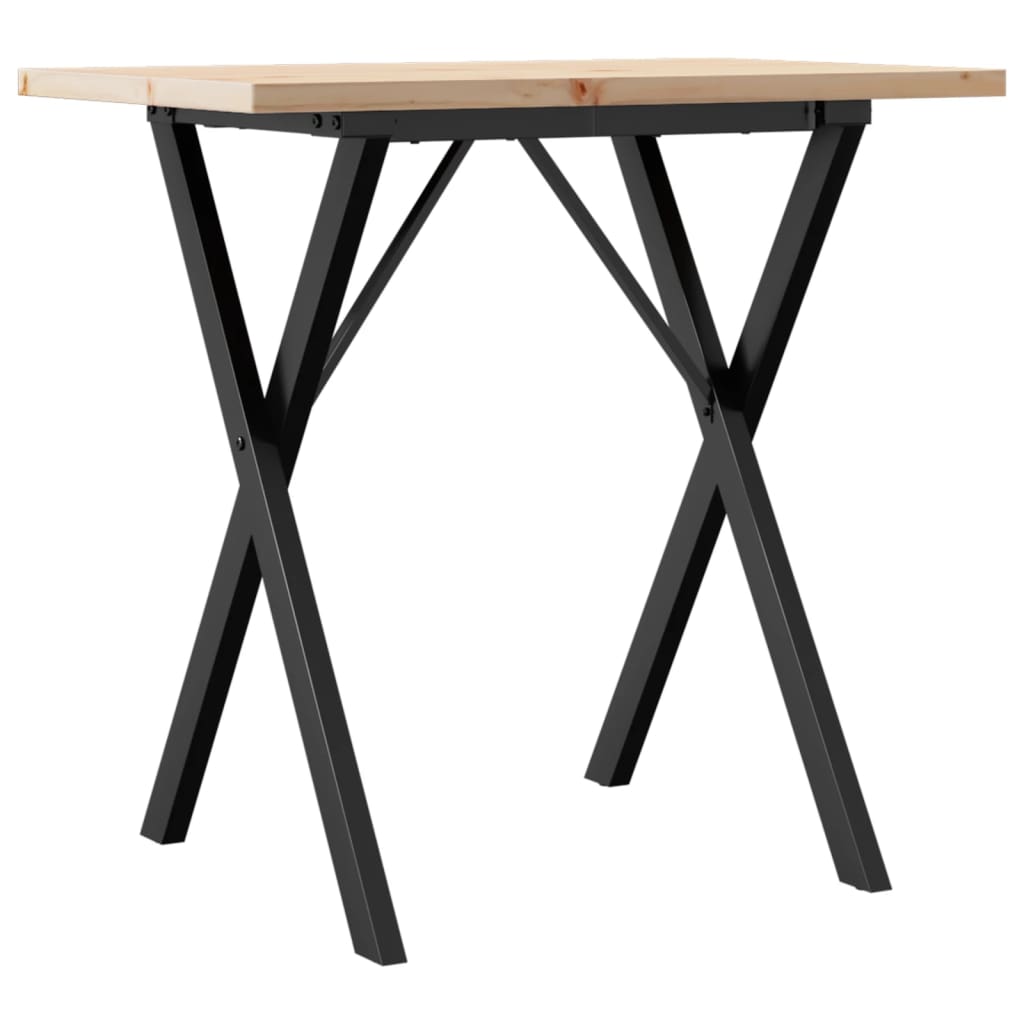 vidaXL Esstisch X-Gestell 80x50x75,5 cm Massivholz Kiefer & Stahl
