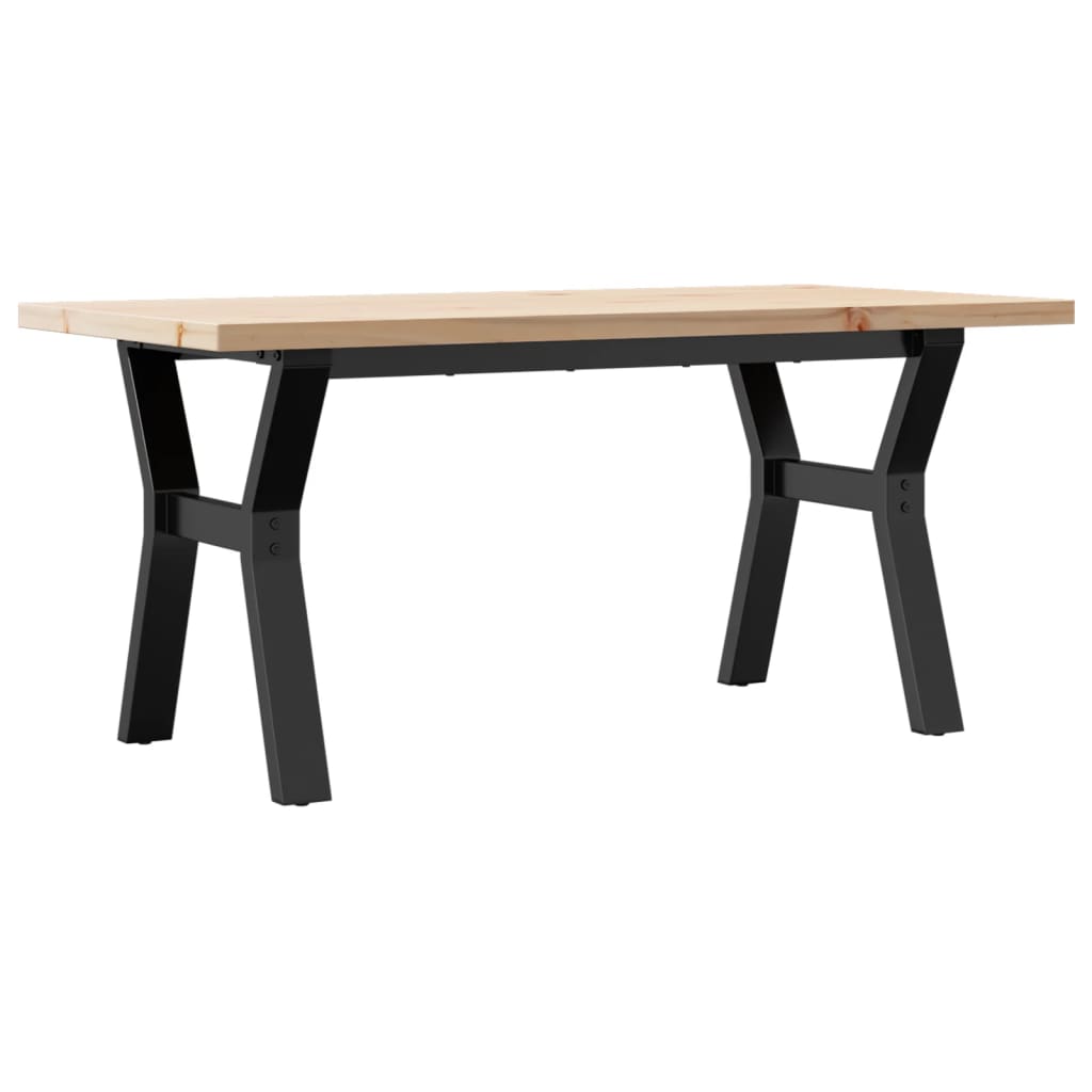 vidaXL Couchtisch Y-Gestell 100x50x45,5 cm Massivholz Kiefer Stahl