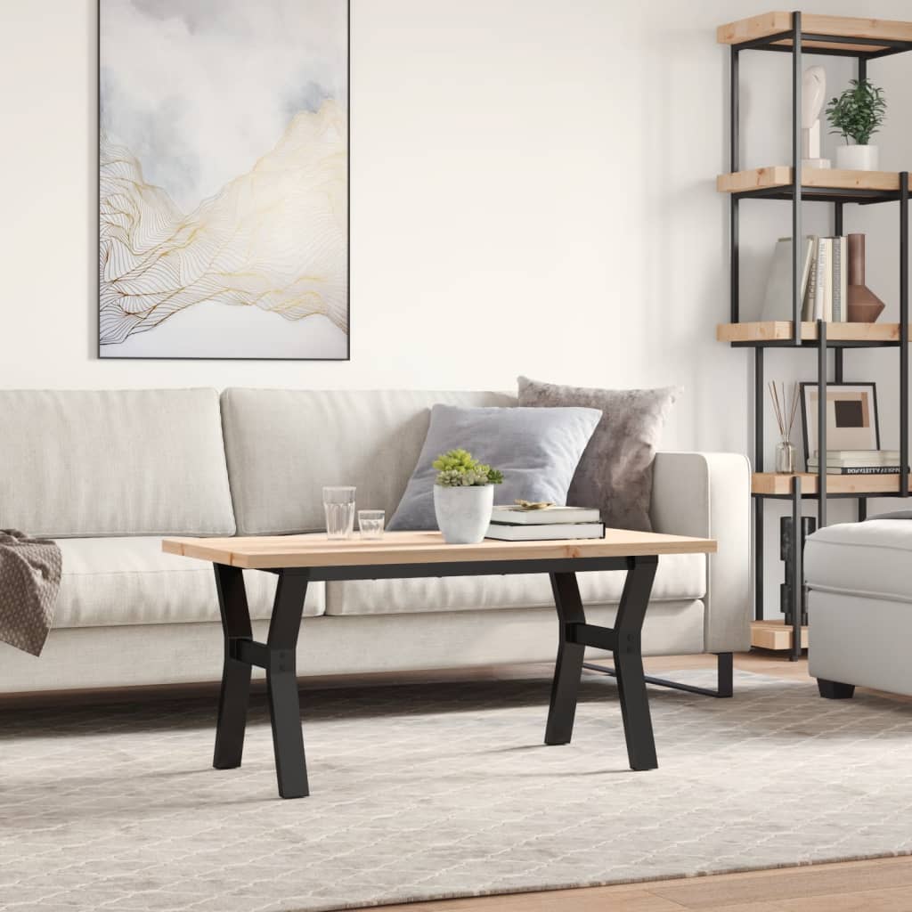 vidaXL Couchtisch Y-Gestell 100x50x45,5 cm Massivholz Kiefer Stahl