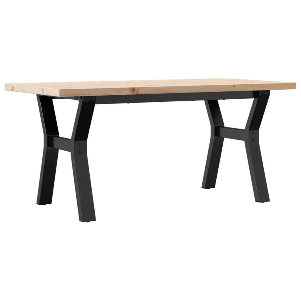 vidaXL Couchtisch Y-Gestell 100x50x45,5 cm Massivholz Kiefer Stahl