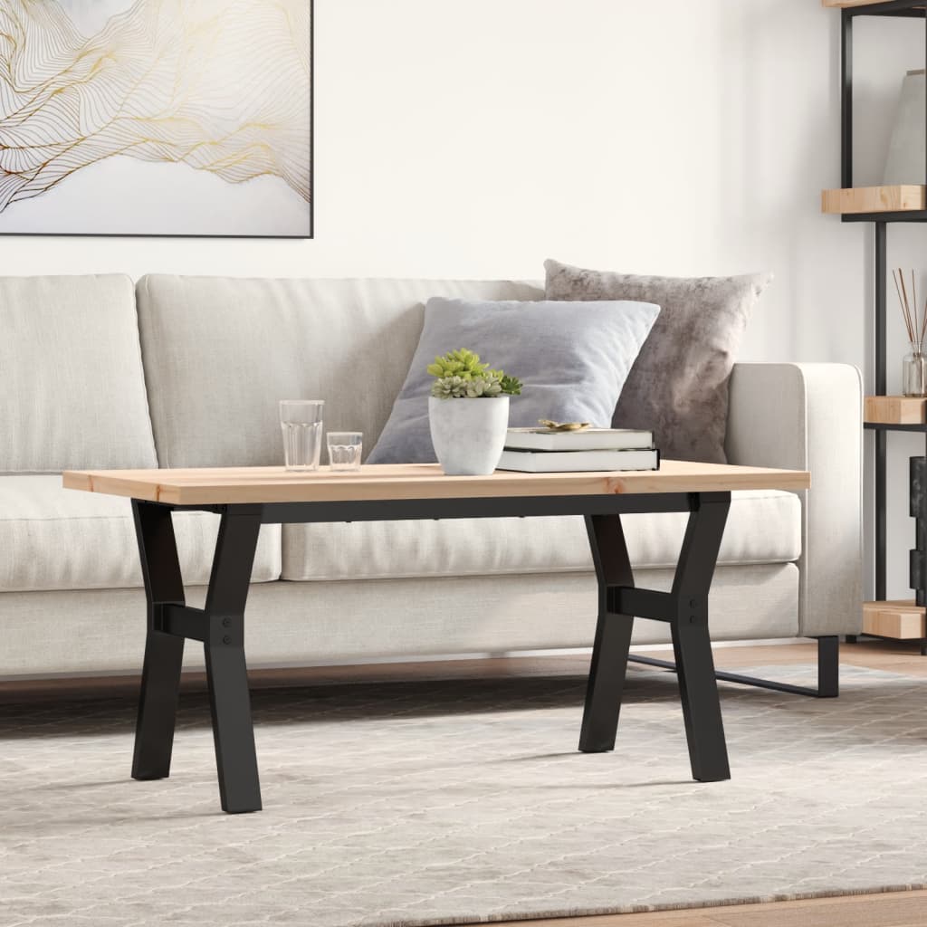 vidaXL Couchtisch Y-Gestell 100x50x45,5 cm Massivholz Kiefer Stahl