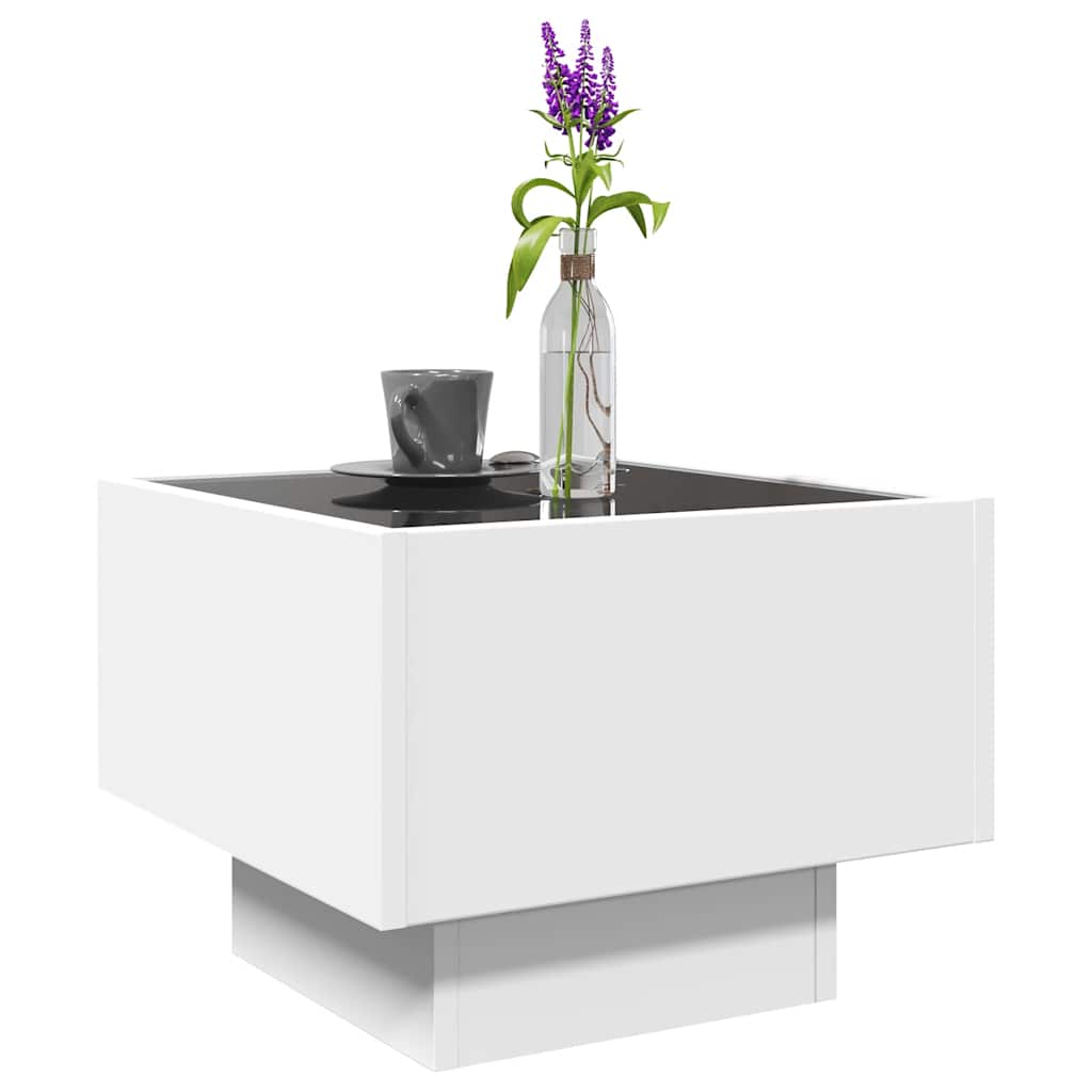 vidaXL Beistelltisch mit LED Weiß 40x40x30 cm Holzwerkstoff