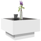 vidaXL LED-Couchtisch Weiß 50x50x30 cm Holzwerkstoff
