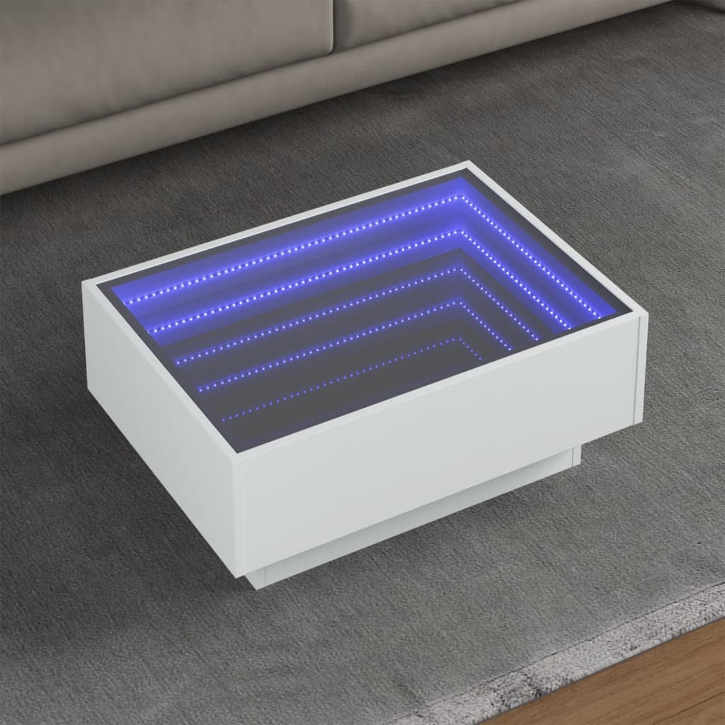 vidaXL LED-Couchtisch Weiß 50x50x30 cm Holzwerkstoff