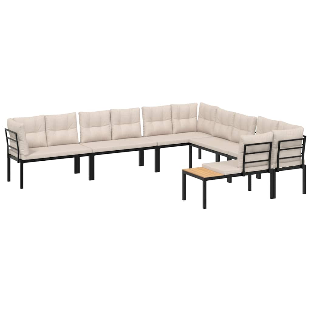 vidaXL 6-tlg. Garten-Sofagarnitur mit Kissen Schwarz Stahl