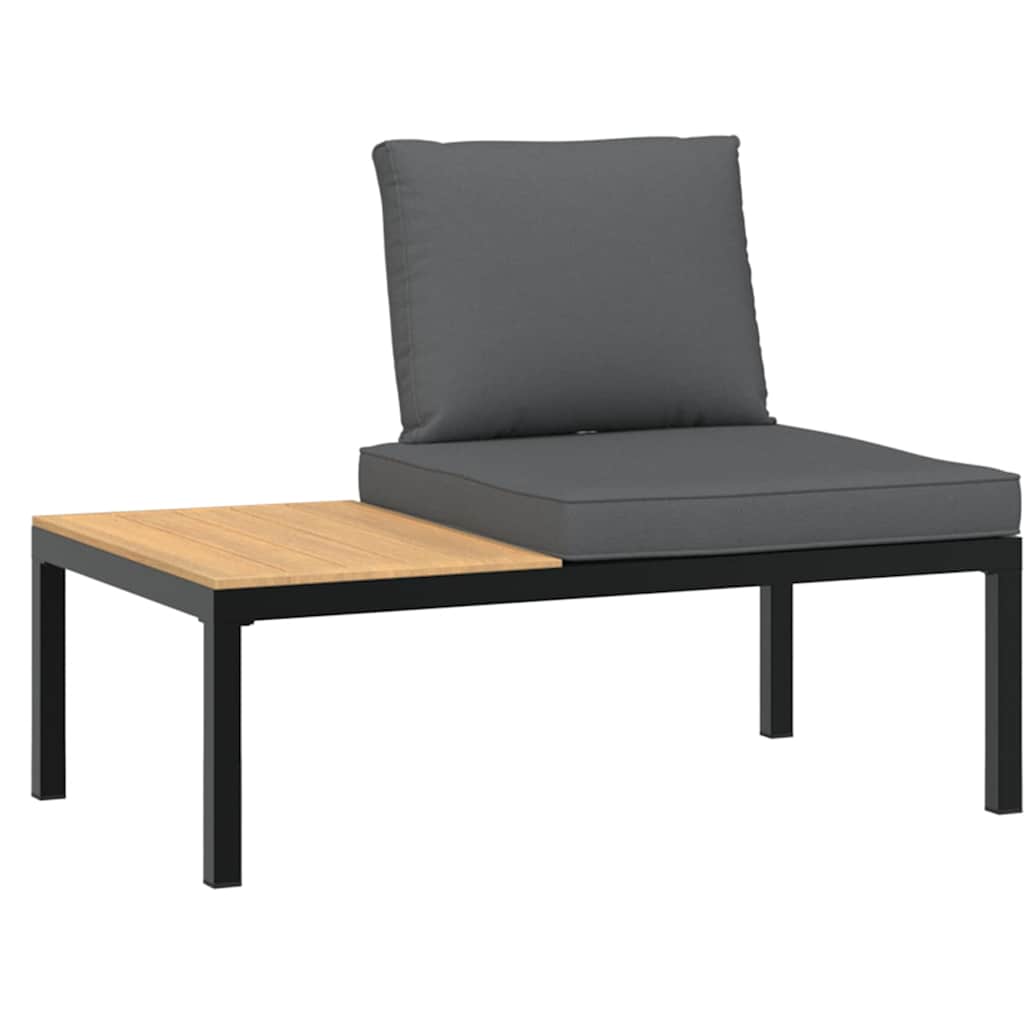 vidaXL 5-tlg. Garten-Sofagarnitur mit Kissen Schwarz Aluminium