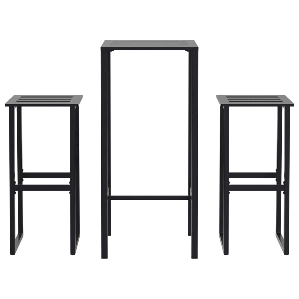 vidaXL 3-tlg. Gartenbar-Set Schwarz Pulverbeschichteter Stahl