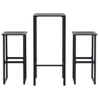 vidaXL 3-tlg. Gartenbar-Set Schwarz Pulverbeschichteter Stahl