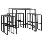 vidaXL 7-tlg. Gartenbar-Set Schwarz Pulverbeschichteter Stahl