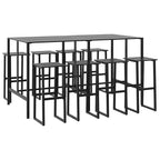 vidaXL 9-tlg. Gartenbar-Set Schwarz Pulverbeschichteter Stahl