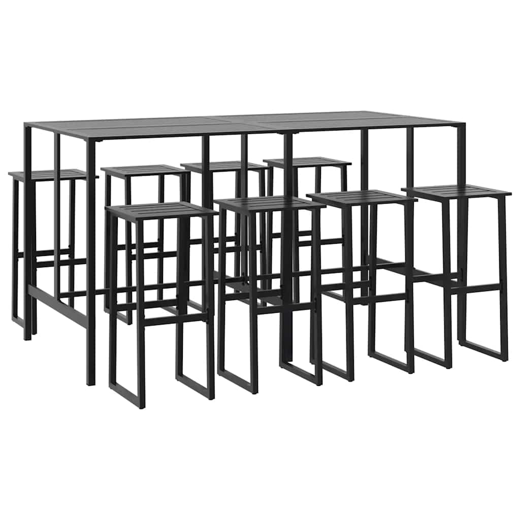 vidaXL 9-tlg. Gartenbar-Set Schwarz Pulverbeschichteter Stahl