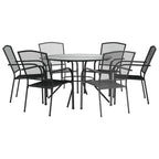 vidaXL Gartenstuhl-Set 7-tlg. Stapelbar Pulverbeschichteter Stahl