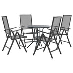 vidaXL Gartenstuhl-Set 5-tlg. Verstellbar Pulverbeschichteter Stahl