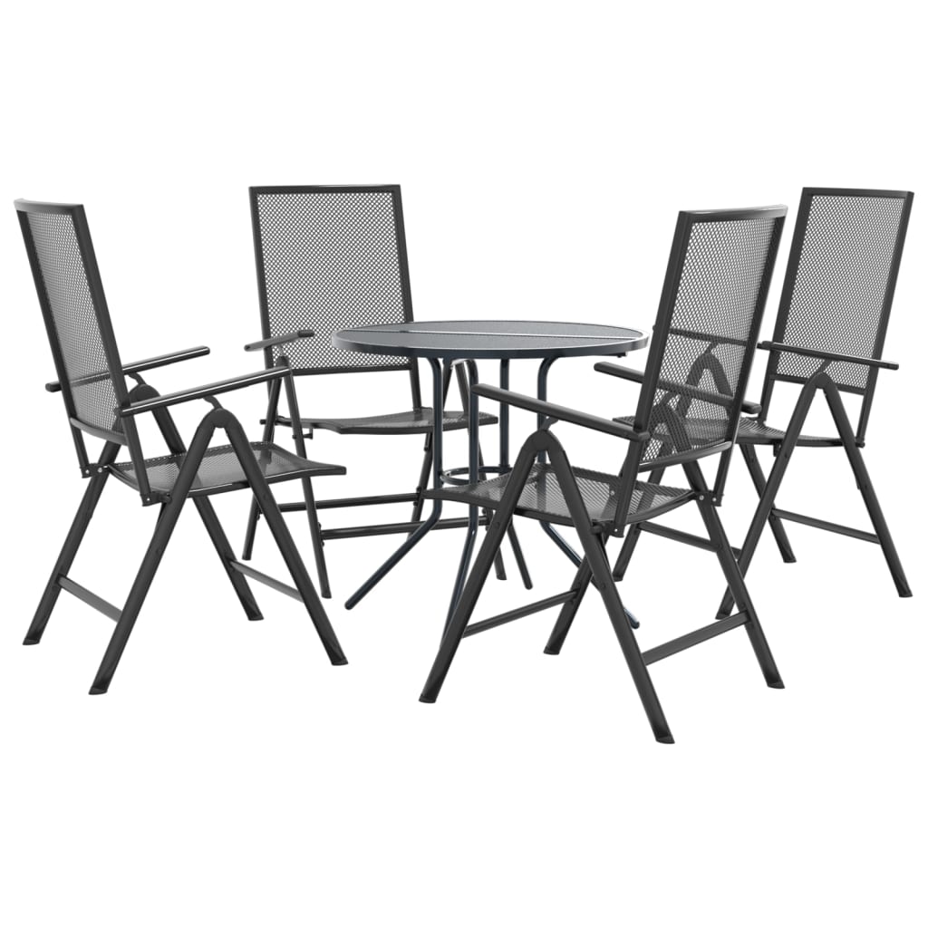 vidaXL Gartenstuhl-Set 5-tlg. Verstellbar Pulverbeschichteter Stahl