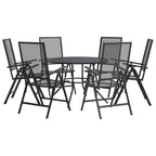 vidaXL Gartenstuhl-Set 7-tlg. Verstellbar Pulverbeschichteter Stahl