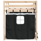 vidaXL Etagenbett mit Vorhängen Weiß Schwarz 90x200 cm Kiefernholz